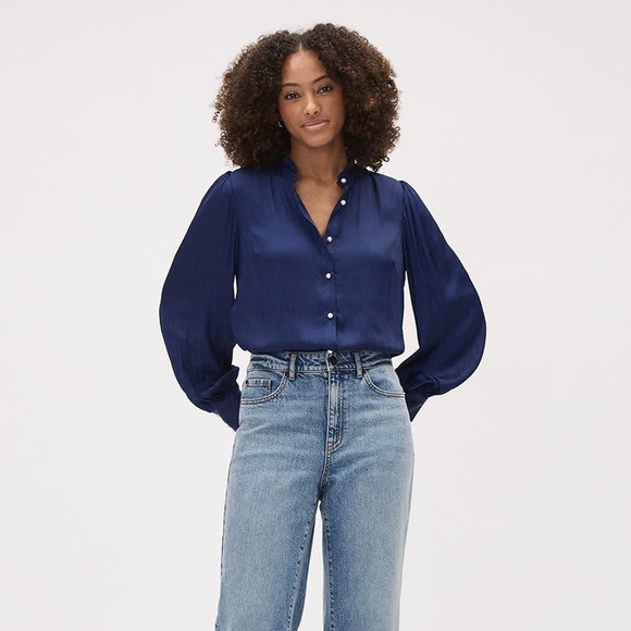 RW&CO Puff Sleeve Satin Blouse - Picture 2 of 7